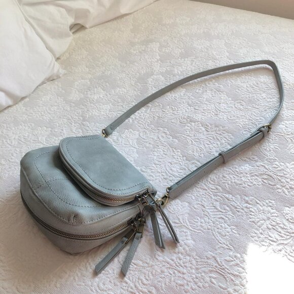 Anthropologie Blue Leather Crossbody Purse - Picture 2 of 4